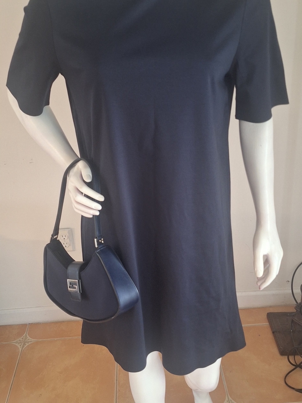 Gorgeous Minimalist COS Navy Relaxed Fit  Dress with Branded Neck Label SzM